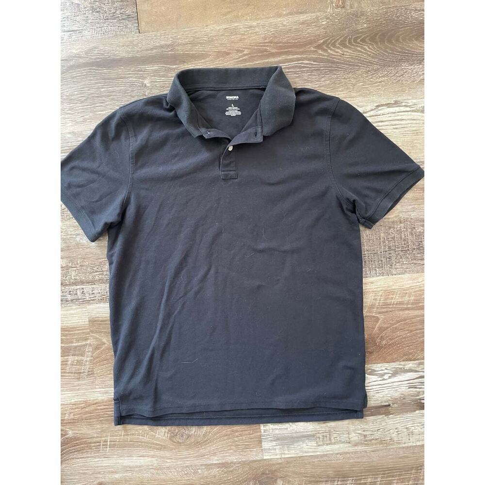 Sonoma Men's Black Short Sleeve Piqué Polo Shirt Size Large